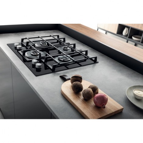 Hotpoint | HAGS 61F/BK | Hob | Gas on glass | Number of burners/cooking zones 4 | Rotary knobs | Black - 3
